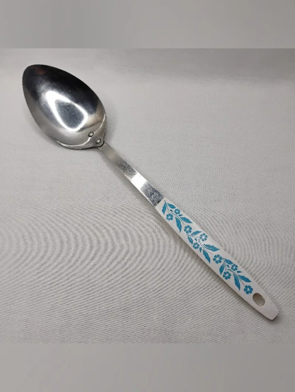 Vintage 70s 80s Household Japan Stainless Steel Metal Serving Spoon Retro Floral